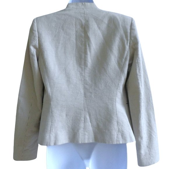 Theory Collarless Cotton Blazer Lanai Brink Open Front Polka Micro Dot Lined 4 - Picture 3 of 9